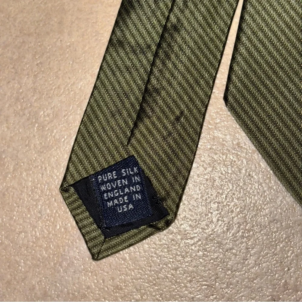 Vintage Brooks Brothers Makers Olive Green Woven Silk Tie England Silk